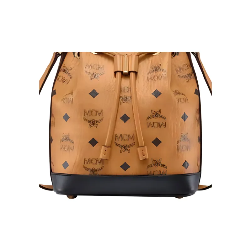 MCM Visetos Leather Bucket Bags Shoulder Bag Crossbody Bag Mini Women's Brown Cognac-2