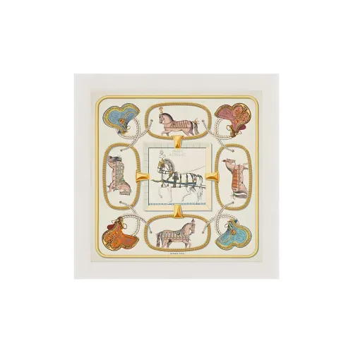 HERMES Silk Scarves Women's Yellow