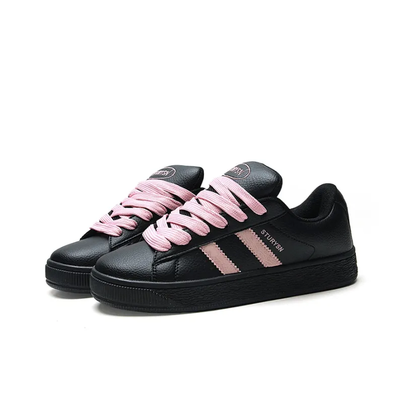 STUR YSN Wear resistant And Lightweight Low Top Skateboard Shoes Women's Black Pink-1