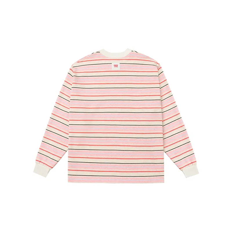 Checkitout Sweatshirt Unisex Spring Begonia Long-Sleeved-Pink White/Red-1
