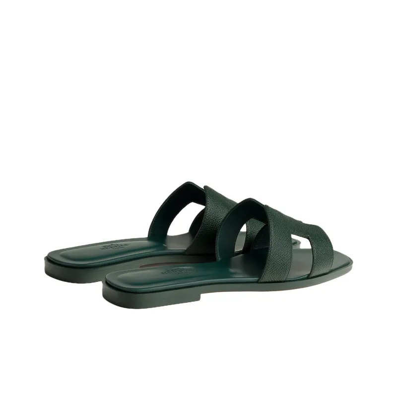 HERMES Oran Slide Slippers Women's Green-3