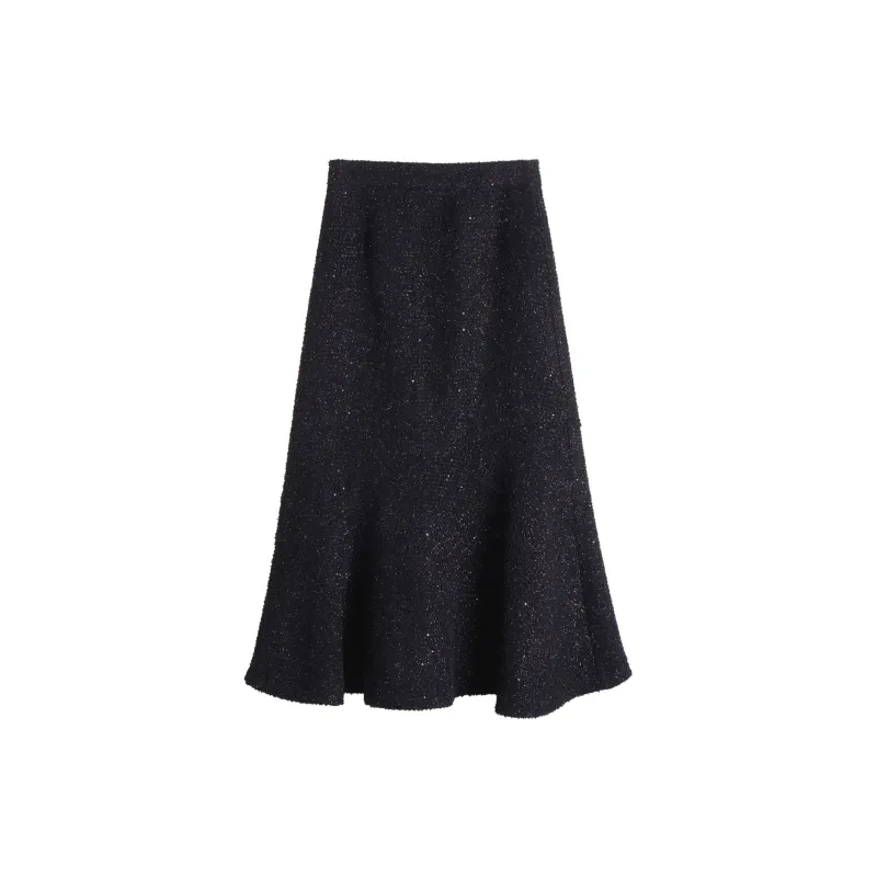 Olrain Casual Long Skirts Women's Black-1