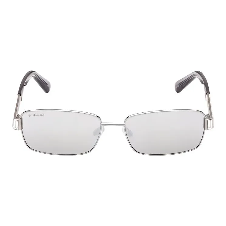 Swarovski Metal Crystal Rectangular Sunglasses Unisex Silver-1