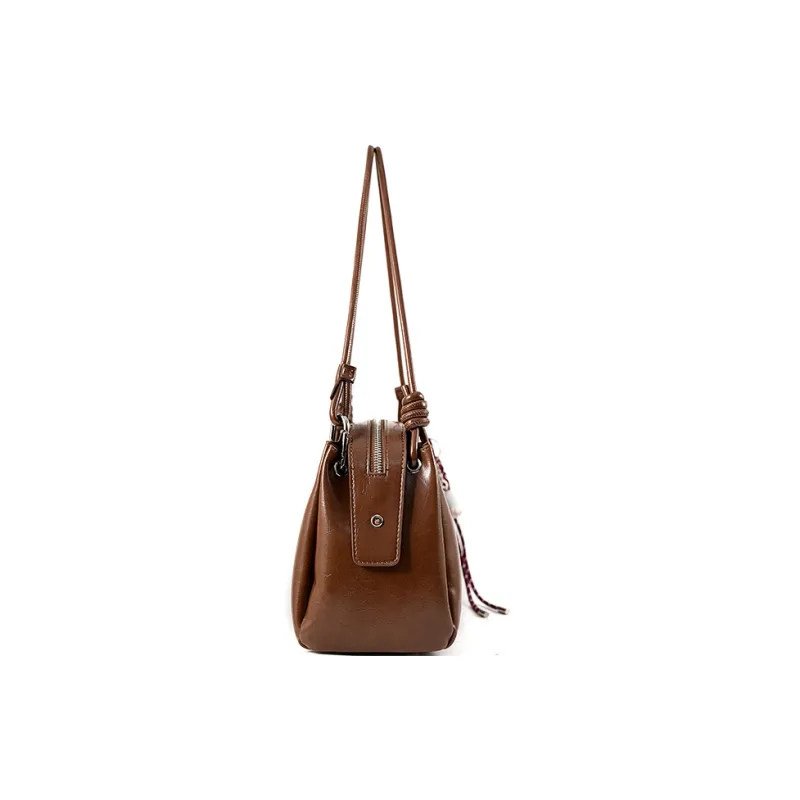 Vigno Synthetic Leather Shoulder Bag Regular Women's Coffee/Coconut Shell Brown/Black/Red-9