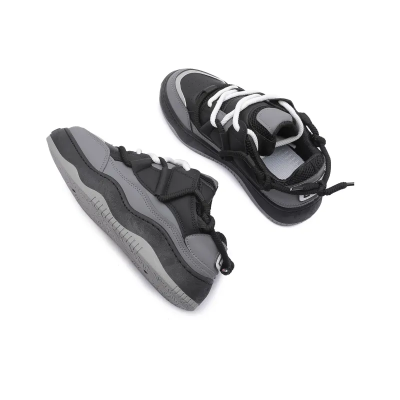 Mengsai Puffy Shoes Low Top Skateboard Shoes Men's Black-3
