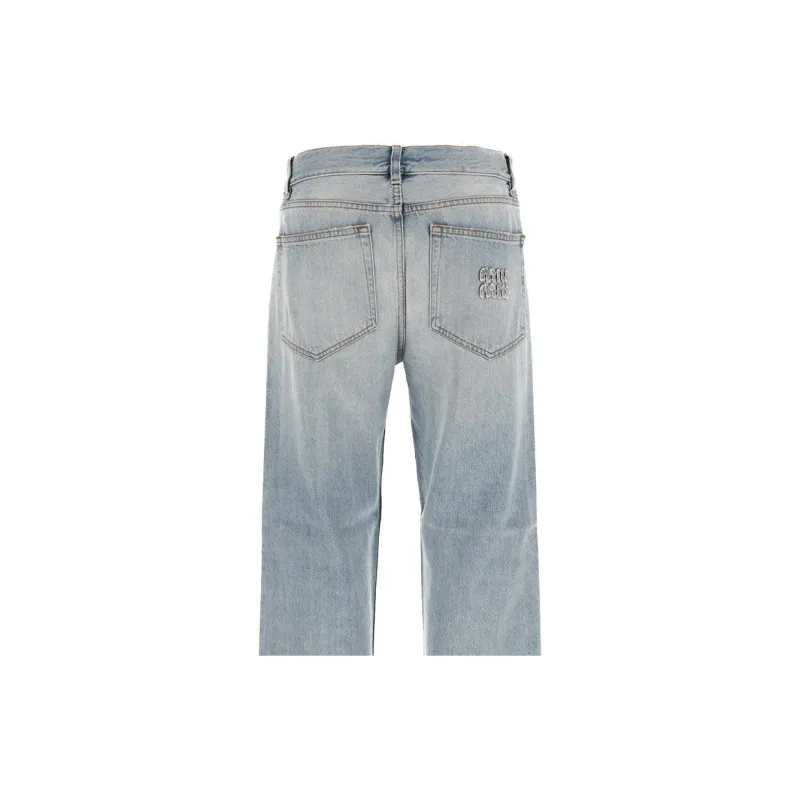 MIU MIU Logo Patch Straight Leg Jeans-3
