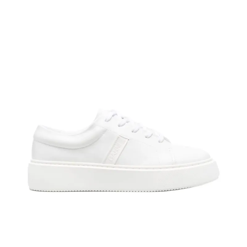 GANNI Court Low Top Skateboard Shoes Women's White-1