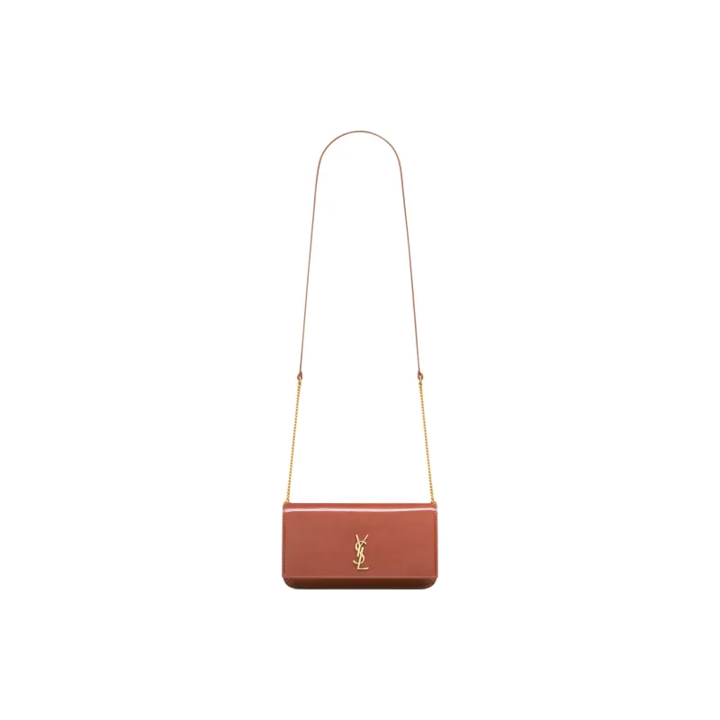 SAINT LAURENT CASSANDRE Calfskin With Lambskin Cell Phone Pouch, Shoulder Bag Women's Gentle Rose-1
