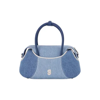 KUNOGIGI Fabric Shoulder Bag, Crossbody Bag, Handbag Small Size Women's Denim Blue