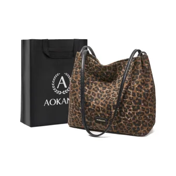 AOKANG Fabric Tote Bag, Shoulder Bag, Shopping Bag Regular Women's Classic Black/Mocha