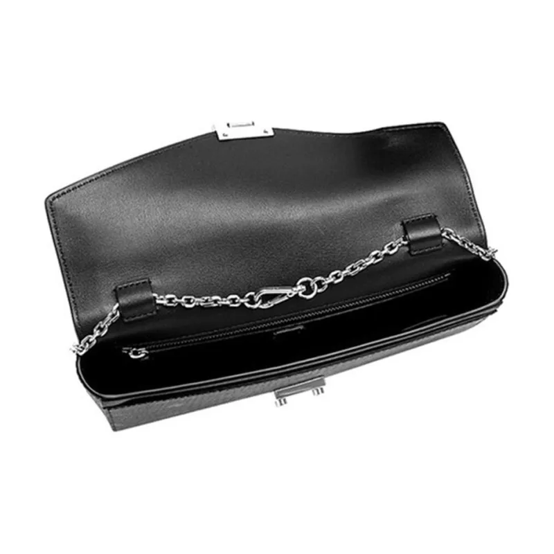 MCM Millie Visetos Coated Canvas Envelope Bag, Chain Shoulder Bag, Crossbody Bag Medium Size Women's Black-4
