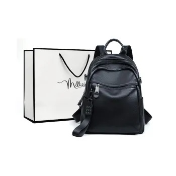 MILLIE'S Cow Leather With Synthetic Leather Backpack Regular Women's Black