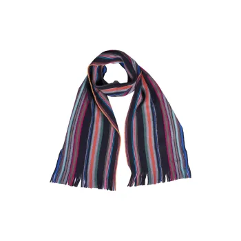 Paul Smith Darcie Bright Striped Fringed Edge Scarf