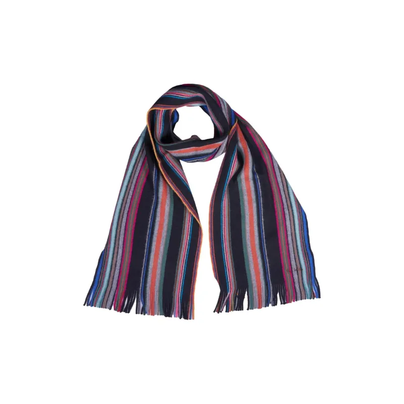 Paul Smith Darcie Bright Striped Fringed Edge Scarf-0