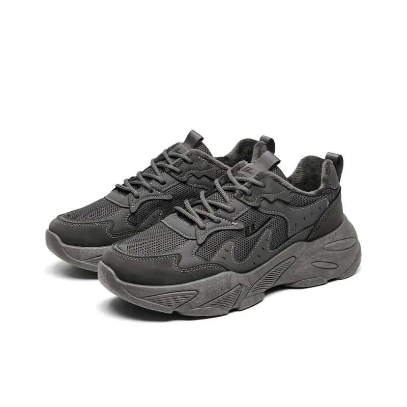 Warrior Height Increasing Warmth Low Top Chunky Sneakers Men's Charcoal Gray-3