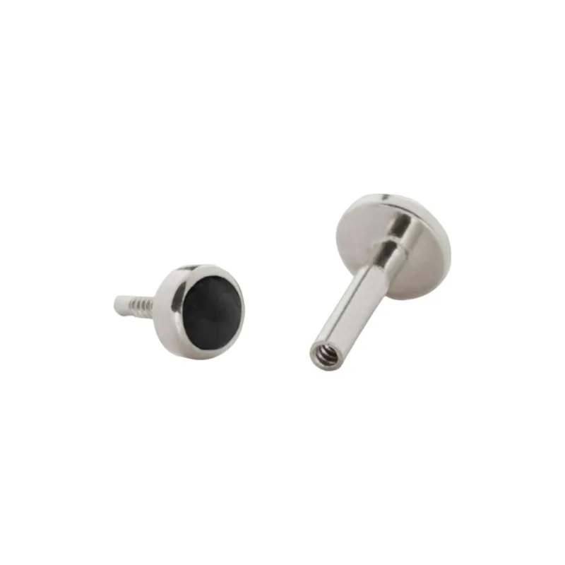 Monica Vinader 14kt White Gold Mini Gem Onyx Earring-0