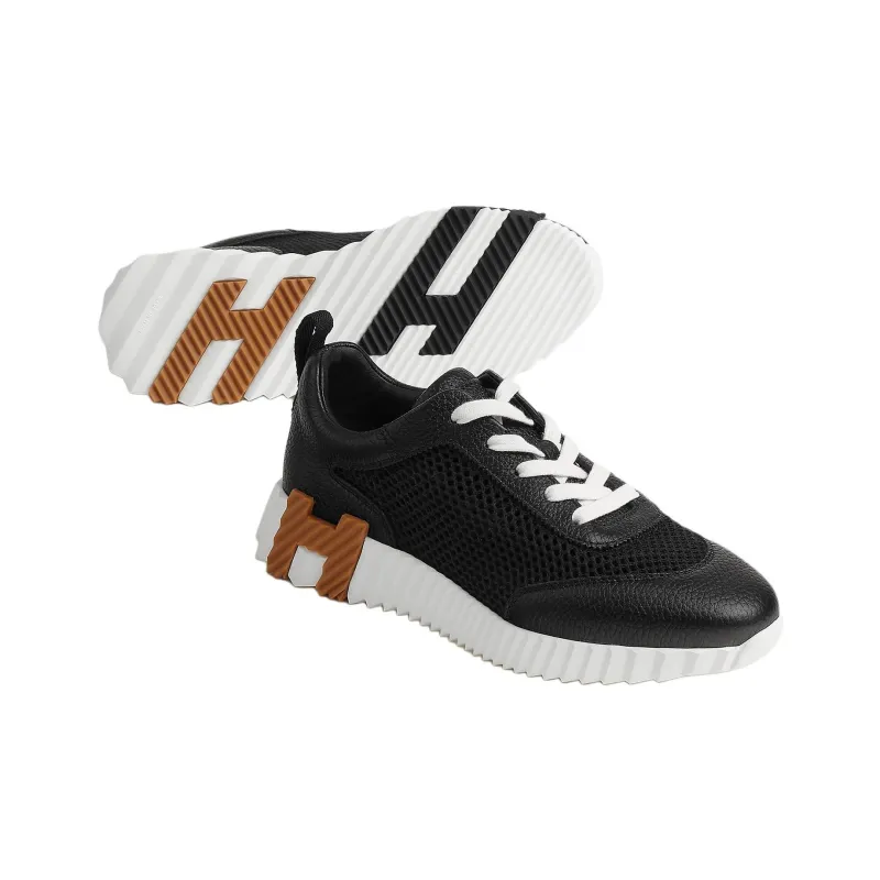 HERMES Bouncing Low-Top Casual Shoes 4cm Women's Black-3