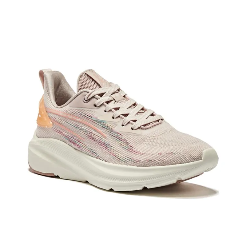 Erke Cushioned Wear-Resistant Breathable Low-Top Running Shoes Women's Mountain Root Gray Mineral Pink-3