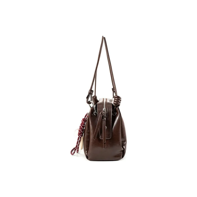 Vigno Synthetic Leather Shoulder Bag Regular Women's Coffee/Coconut Shell Brown/Black/Red-4