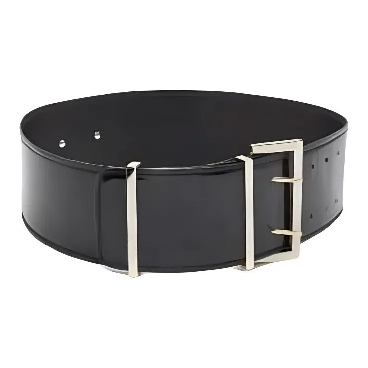 GIANFRANCO FERRE Patent Leather Leather Belts Women's Black Width 7.5CM-0