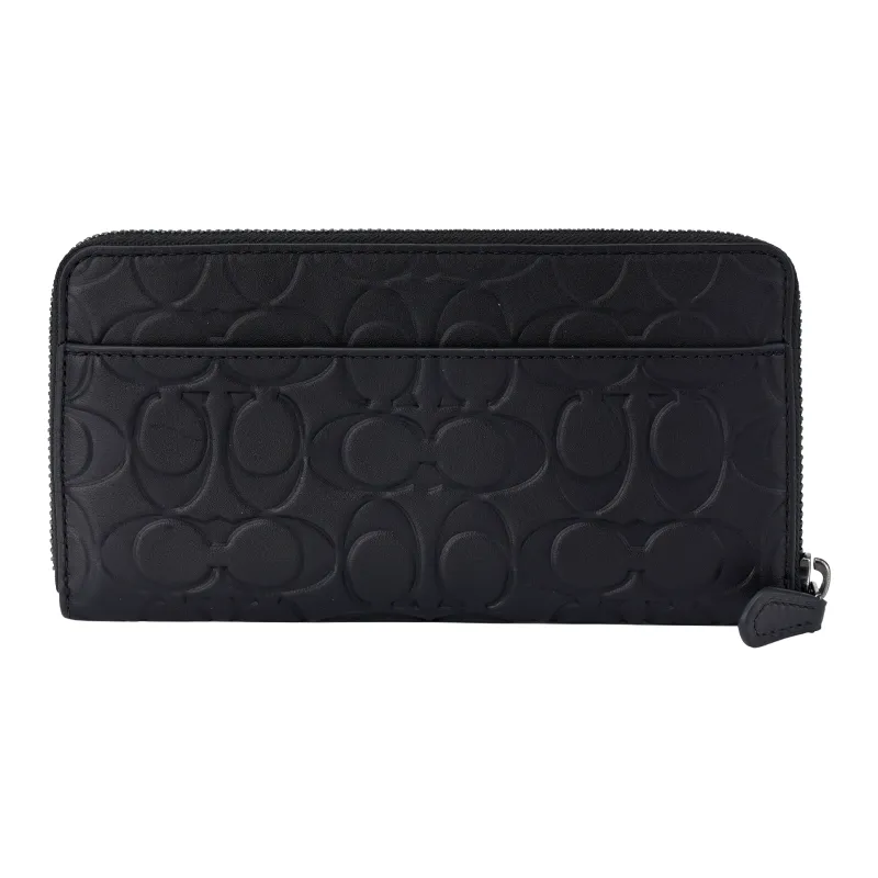 COACH Accordion Wallet Cow Leather Card Holder Wallet Women's Black-3