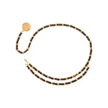 CHANEL 1994 Medallion Chain Leather Belt