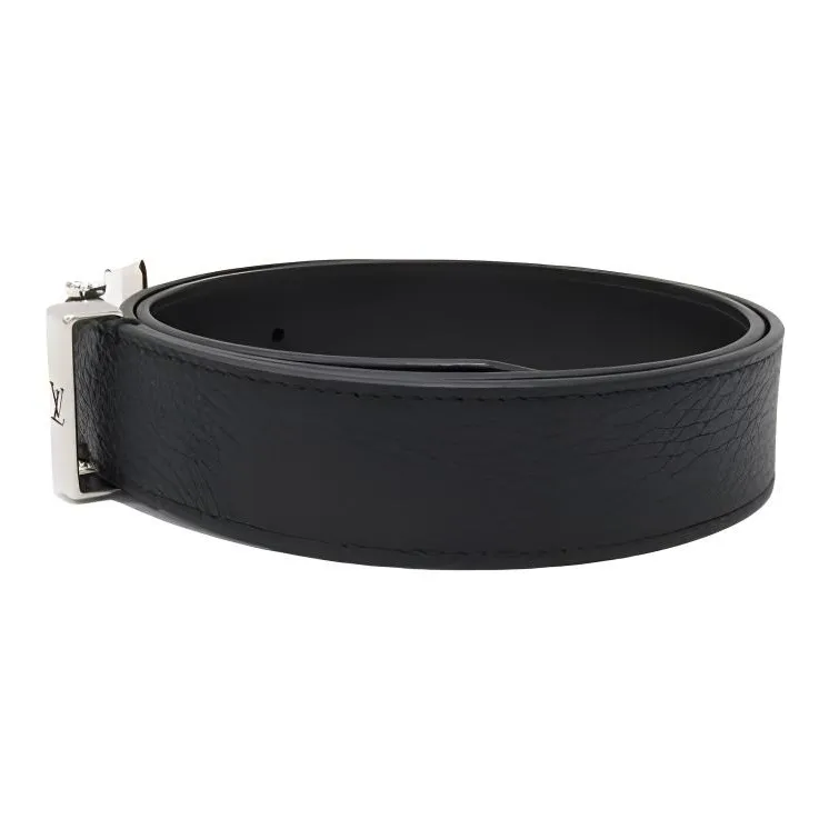 LOUIS VUITTON Cow Leather Belts Men's Black Width 3.5cm-2