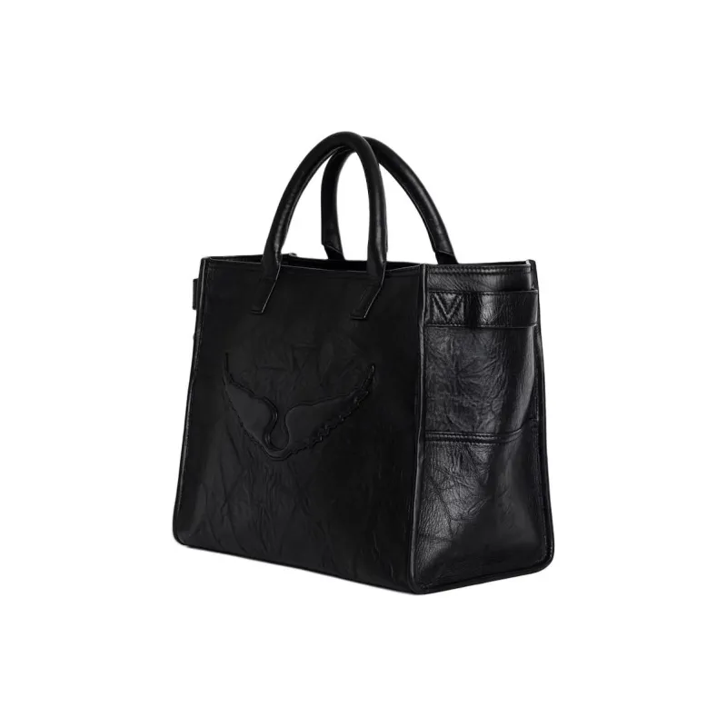 Zadig & Voltaire Cow Leather Tote Bag, Shopping Bag, Handbag Women's Black-2