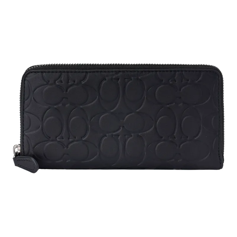 COACH Accordion Wallet Cow Leather Card Holder Wallet Women's Black-1