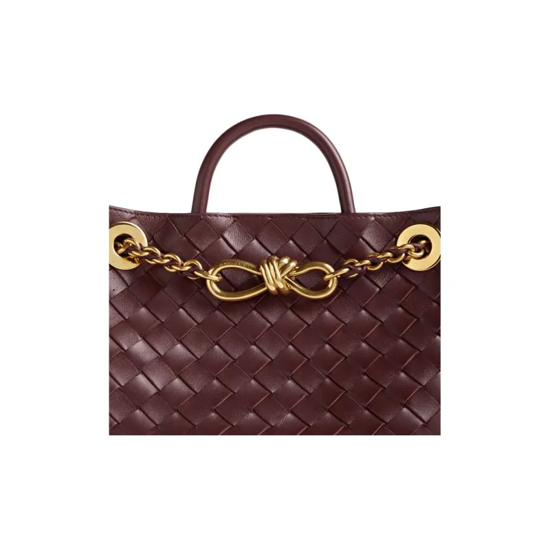 Bottega Veneta Andiamo Series Sheepskin One Shoulder Handbag Trumpets Women's Burgundy-4