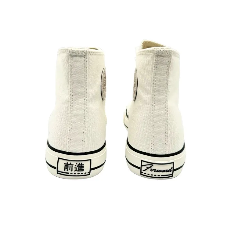 QIANJIN Wear resistant And Lightweight High Top Canvas Shoes Men's Ecru-3