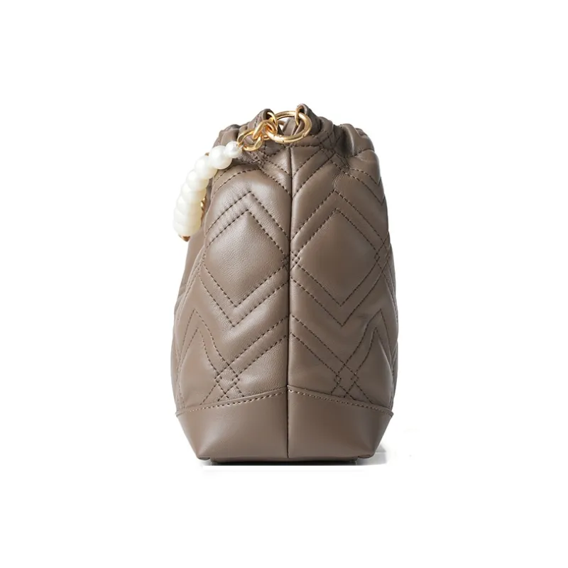 Montagut Sheepskin Handbag Regular Women's Black/Stone Gray/Acorn/Coconut Milk White-12
