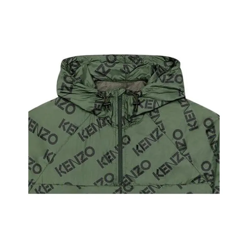 KENZO Logo Printed Half Zipped Hooded Jacket-4