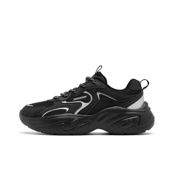 QIAODAN Wear Resistant Lightweight Height Increasing Low Top Casual Shoes Women's Black Silver
