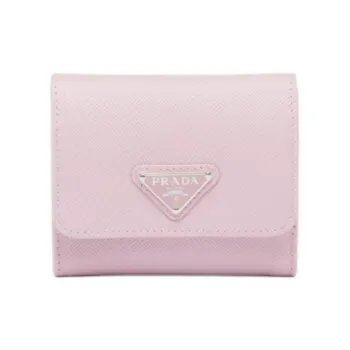PRADA Triangle Leather Wallet Women's Pink