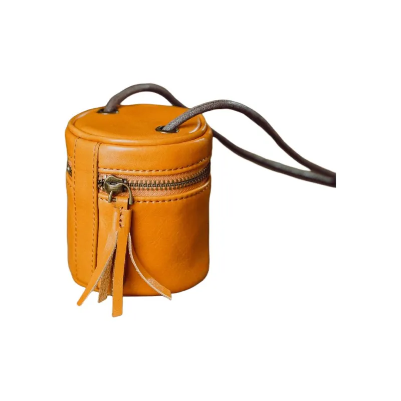Rock Cattle Top Grain Cow Leather Lipstick Purse Crossbody Bag Shoulder Bag Mini Unisex Solid Color-1
