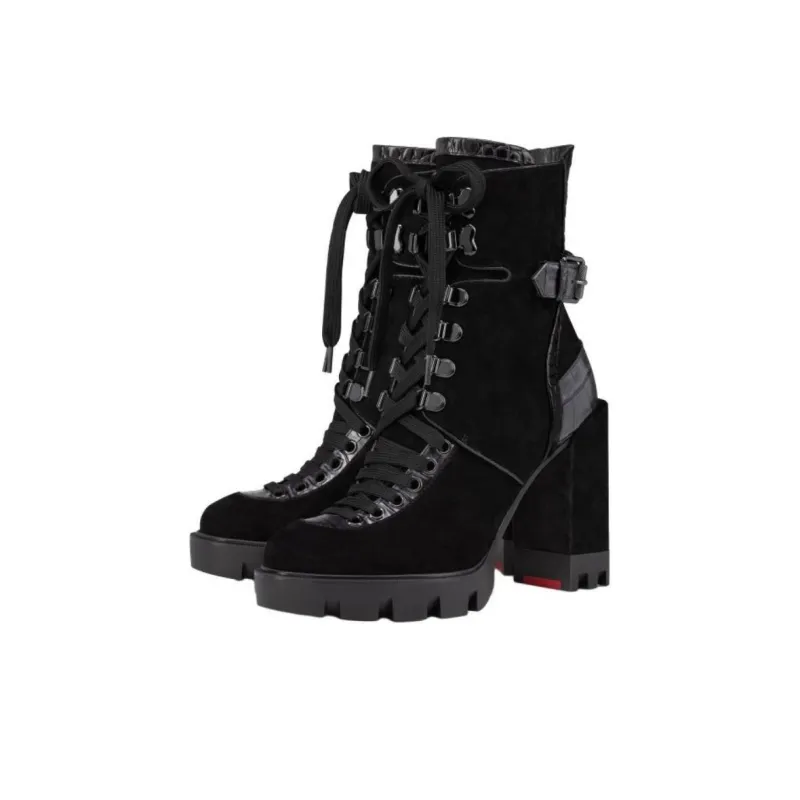 CL LUBOTING Macademia Ankle Boots 10cm Women's Black-2