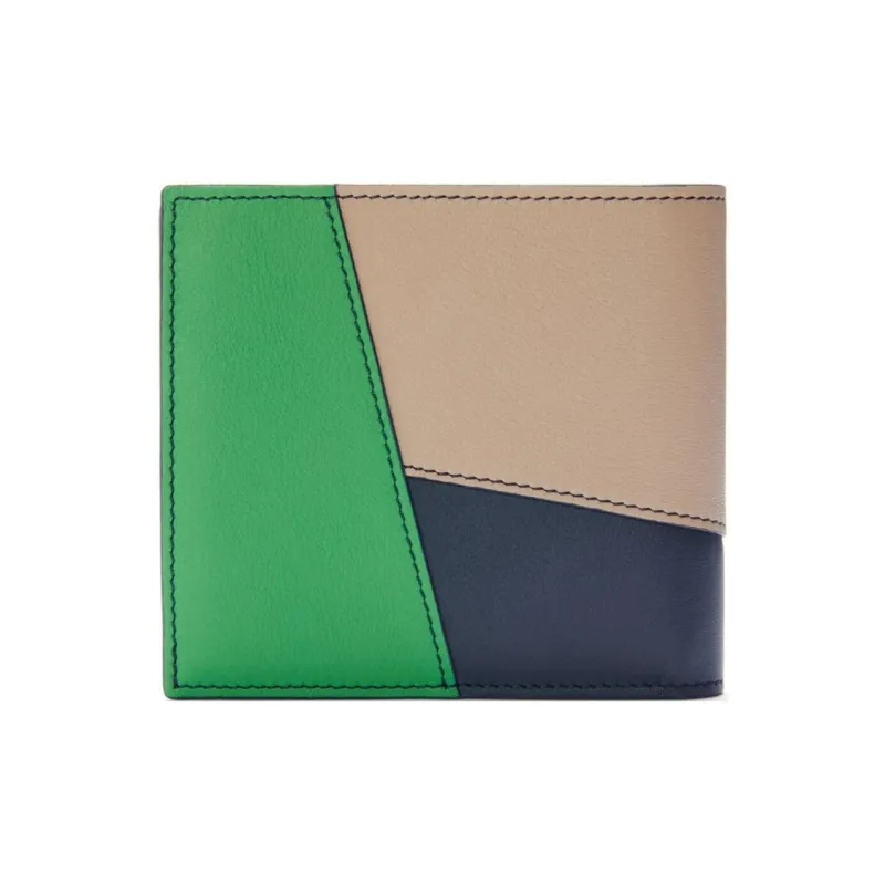LOEWE Calfskin Wallet Men's Sand & Tropical Green-3