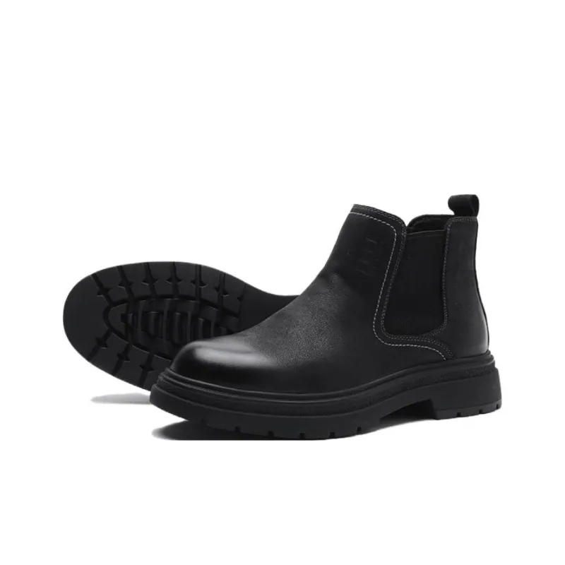 ELLE HOMME Short Chelsea Boots Men's Black-3
