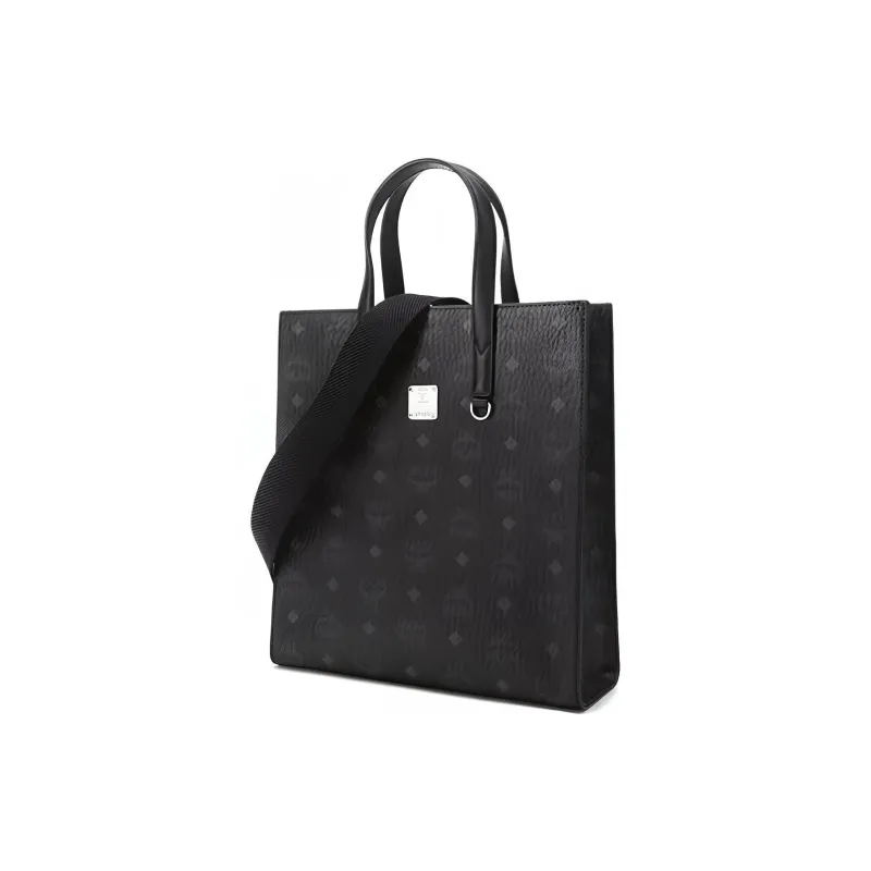 MCM Visetos Coated Canvas Tote Bag, Shopping Bag, Crossbody Bag, One Shoulder Handbag Unisex Black-1