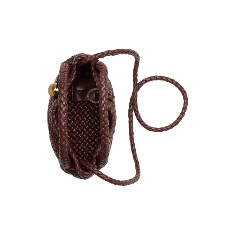 Bottega Veneta Sheepskin Shoulder Bag, Crossbody Bag, Handbag Trumpets Women's Madder Brown-3