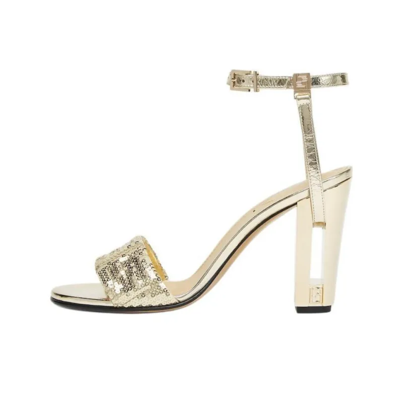 FENDI Delfina One Strap Sandals 9.5cm Women's Gold-0
