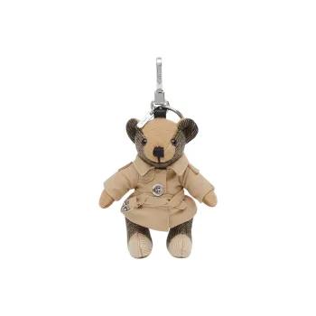 Burberry Leather Keychains Unisex Beige