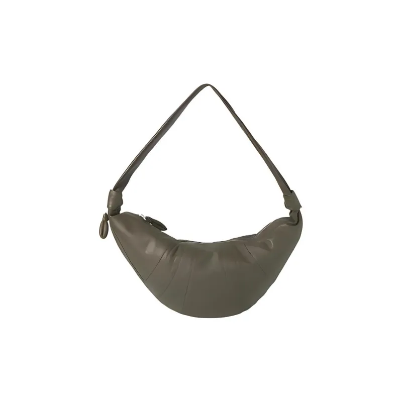 Lemaire Croissant Series Cow Leather Shoulder Bag Large Size Women's Deep Moss Green-0
