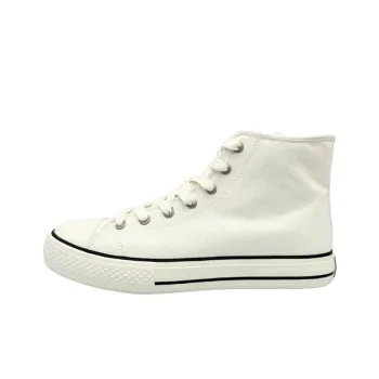 QIANJIN Wear resistant And Lightweight High Top Canvas Shoes Men's Ecru