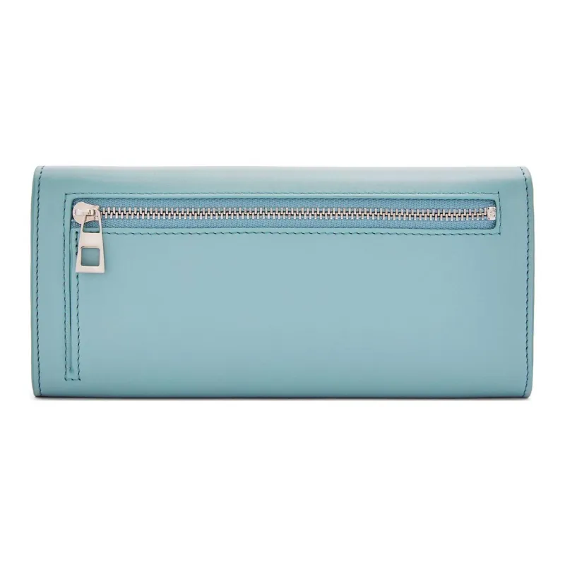 LOEWE Shiny Nappa Calfskin Wallet Women's Aqua Blue-1