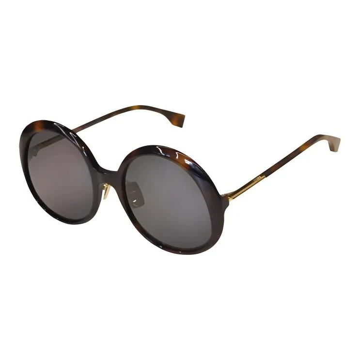 FENDI Plate Frame Round Sunglasses Women's Tortoiseshell-0
