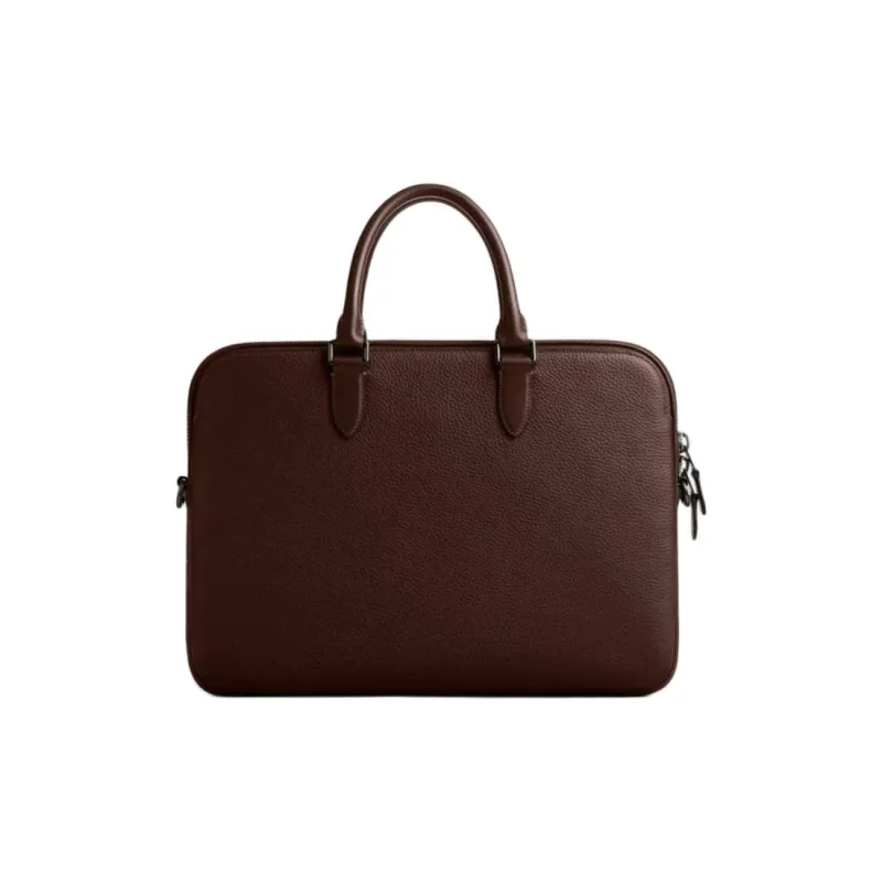 COACH Gotham Leather Portable One Shoulder Crossbody Briefcase Tubas Men's Red Brown-0