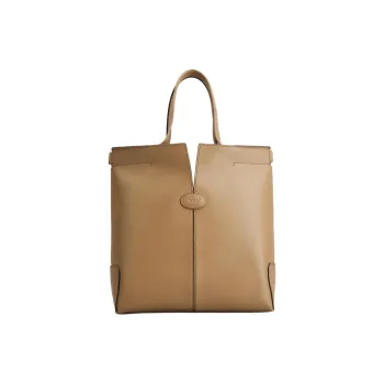 TOD'S DI Calfskin Tote Bag, Shopping Bag, Shoulder Bag, Crossbody Bag, Handbag Trumpets Women's Brown