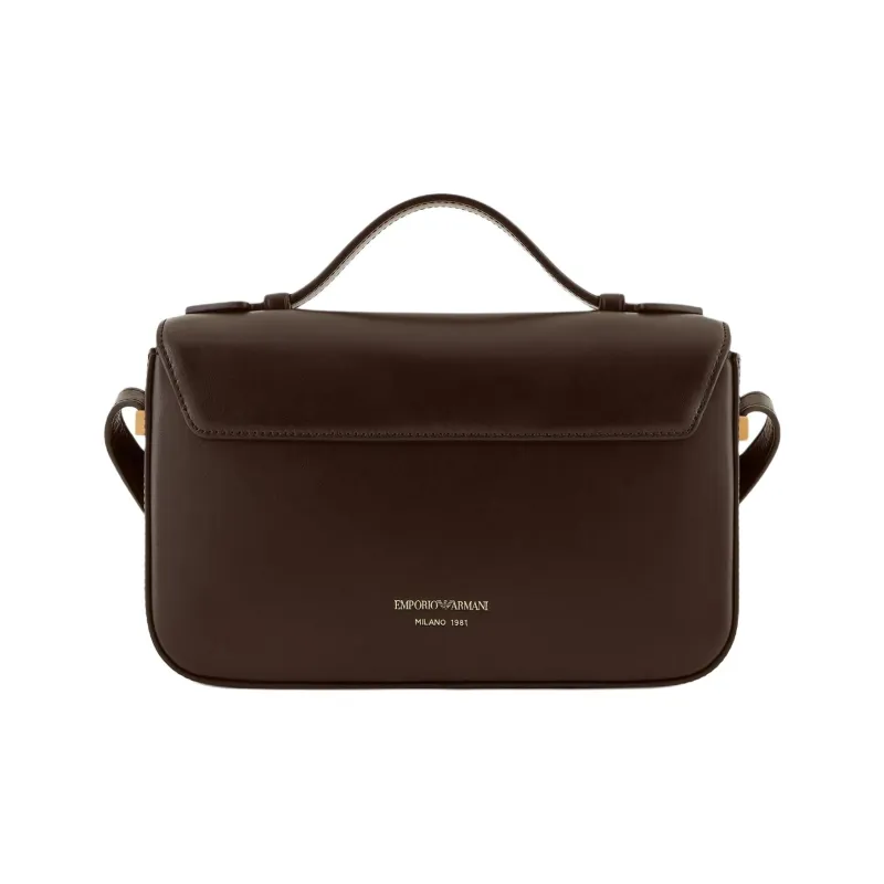 EMPORIO ARMANI Split Cow Leather With Transferred Grain One Shoulder Handbag Women's Brown-2